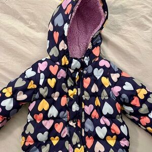 Carter's Heart Pattern Puffer Jacket with Hood